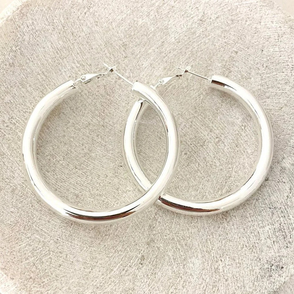 Jewelry - 925 Sterling Silver Chunky Hoop Earrings Large Silver Hoops Silver Hoops